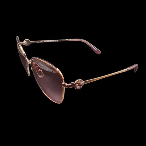 Coach Women's Pilot Sunglasses Rose Gold Round 56mm - Picture 2 of 4